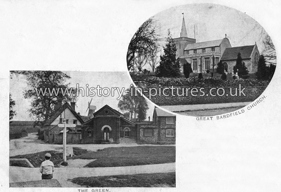 The Church and Green, Great Bardfield, Essex. c.1904